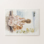 Kleines Mädchen mit Labrador Puzzle (Horizontal)