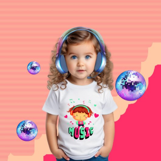 Kleines Mädchen mit Musik Baby T-shirt