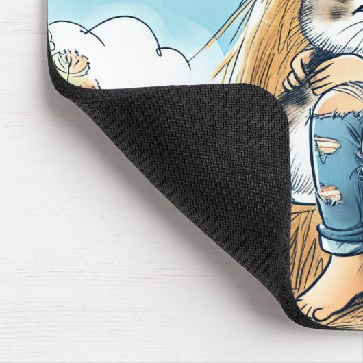 Kleines Mädchen mit Pet Kitten Mousepad (Ecke)