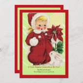 Kleines Mädchen mit Poinsettia ChristmasGrußkarte Einladung (Vorne/Hinten)