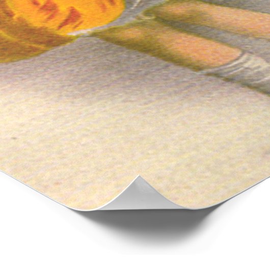 Kleines Mädchen mit Pumpkin und Maske Poster (Ecke)