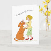 Kleines Mädchen mit Puppy Best Friend Card Karte (Gelbe Blume)