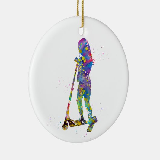 Kleines Mädchen mit Roller Keramik Ornament (Rechts)