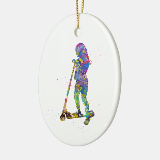 Kleines Mädchen mit Roller Keramik Ornament (Links)