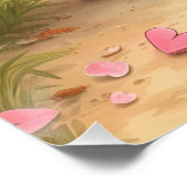 Kleines Mädchen mit rosa Herzen auf trockenem Weg Poster (Ecke)