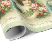 Kleines Mädchen mit rosa Rosen, Geburtstag Geschenkpapier (Rolleneckpunkt)