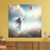 Kleines Mädchen mit rotem Ballon Leinwanddruck (Insitu (Wohnzimmer))