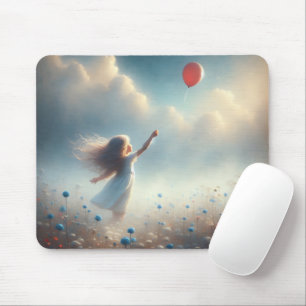 Kleines Mädchen mit rotem Ballon Mousepad