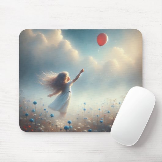 Kleines Mädchen mit rotem Ballon Mousepad (Mit Mouse)