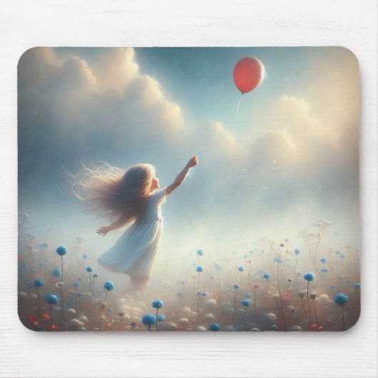 Kleines Mädchen mit rotem Ballon Mousepad (Vorne)