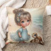 Kleines Mädchen mit Schildkröte Kissen (Decke)