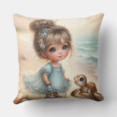 Kleines Mädchen mit Schildkröte Kissen (Rückseite)