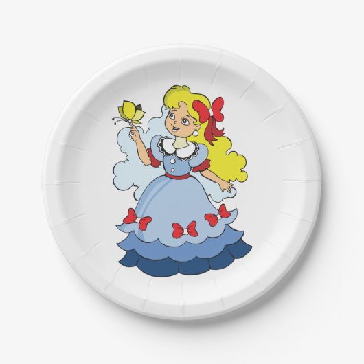 Kleines Mädchen mit Schmetterling Pappteller (Vorderseite)