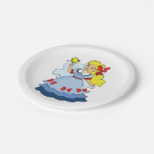 Kleines Mädchen mit Schmetterling Pappteller (Schrägansicht)