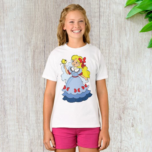 Kleines Mädchen mit Schmetterling T-Shirt