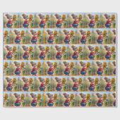 Kleines Mädchen mit Sonnenblume Geschenkpapier (Flach)