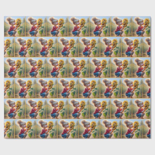 Kleines Mädchen mit Sonnenblume Geschenkpapier (Flach)