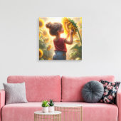 Kleines Mädchen mit Sonnenblume Leinwanddruck (Insitu (Wohnzimmer))
