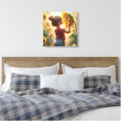 Kleines Mädchen mit Sonnenblume Leinwanddruck (Insitu (Schlafzimmer))