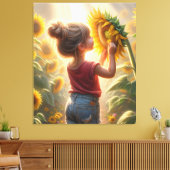 Kleines Mädchen mit Sonnenblume Leinwanddruck (Insitu (Wohnzimmer))