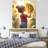 Kleines Mädchen mit Sonnenblume Leinwanddruck (Insitu (Schlafzimmer))