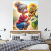 Kleines Mädchen mit Sonnenblume Leinwanddruck (Insitu (Schlafzimmer))