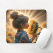 Kleines Mädchen mit Sonnenblume Mousepad (Mit Mouse)