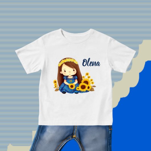 Kleines Mädchen mit Sonnenblumen Kleinkind T-shirt