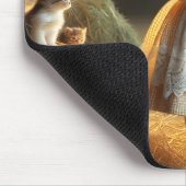 Kleines Mädchen mit Stallkätzchen Mousepad (Ecke)