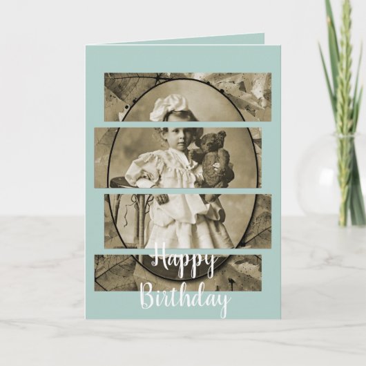 KLEINES MÄDCHEN MIT TEDDY BEAR DOLL 1900ER KARTE (Vorderseite)