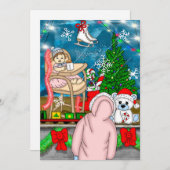 Kleines Mädchen mit Teddy Bear und Weihnachtsfenst (Vorne/Hinten)