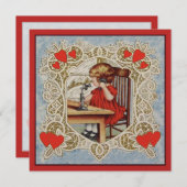 Kleines Mädchen mit Telefoneinladung (Vorne/Hinten)