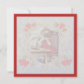 Kleines Mädchen mit Telefoneinladung (Rückseite)