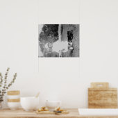Kleines Mädchen mit Toy Wagon Foto Poster (Küche)