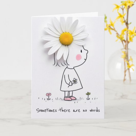 Kleines Mädchen mit weißer Daisy Karte (Gelbe Blume)