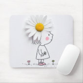Kleines Mädchen mit weißer Daisy Mousepad (Mit Mouse)