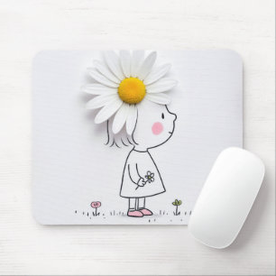 Kleines Mädchen mit weißer Daisy Mousepad