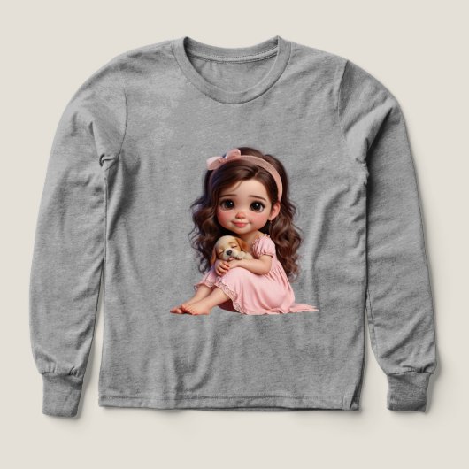 Kleines Mädchen mit Welpe, gute Nacht bei Natasha  (Design Vorderseite)