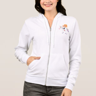 Kleines Mädchen reitet auf magischem Einhorn-Abent Hoodie