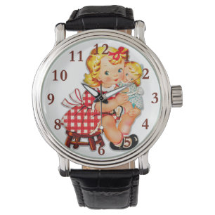 Kleines Mädchen Retro Vintage-Puppe Kind Armbanduhr