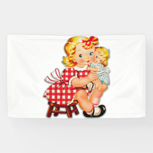Kleines Mädchen Retro Vintage-Puppe Kind Banner