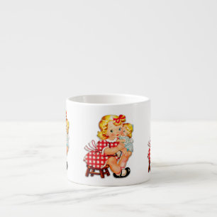 Kleines Mädchen Retro Vintage-Puppe Kind Espressotasse