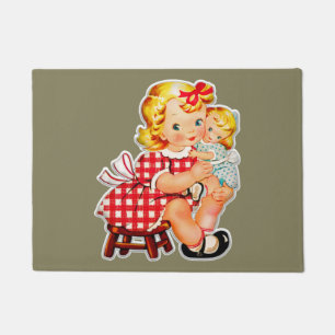 Kleines Mädchen Retro Vintage-Puppe Kind Fußmatte