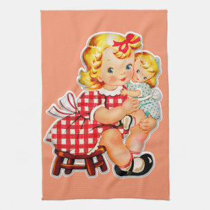 Kleines Mädchen Retro Vintage-Puppe Kind Geschirrtuch