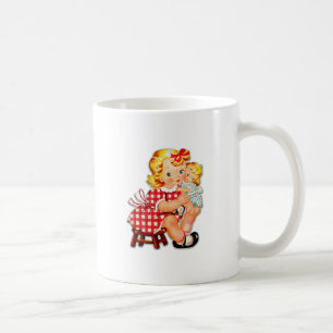 Kleines Mädchen Retro Vintage-Puppe Kind Kaffeetasse