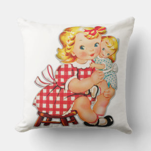 Kleines Mädchen Retro Vintage-Puppe Kind Kissen