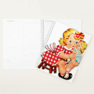 Kleines Mädchen Retro Vintage-Puppe Kind Planer