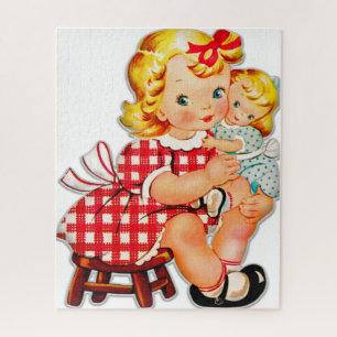 Kleines Mädchen Retro Vintage-Puppe Kind Puzzle