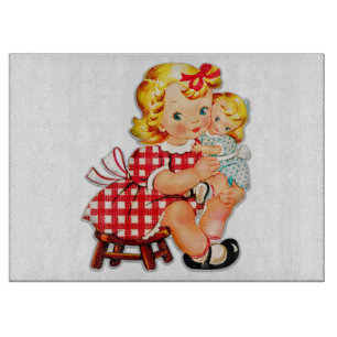 Kleines Mädchen Retro Vintage-Puppe Kind Schneidebrett