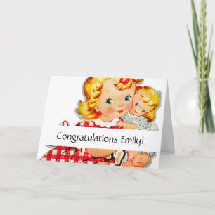 Kleines Mädchen Retro Vintage Puppenkind Karte